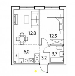 Двухкомнатная квартира 38.2 м²
